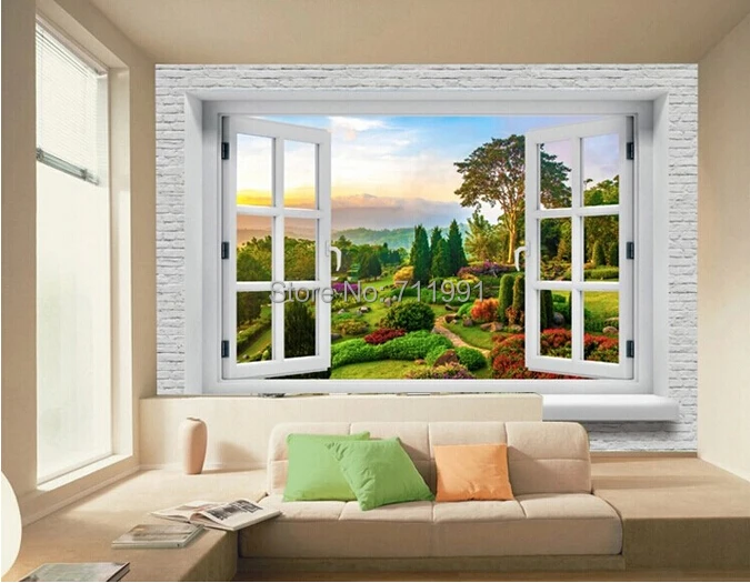 Free shipping custom 3D mural modern bedroom sofa TV background wallpaper fake windows landscape