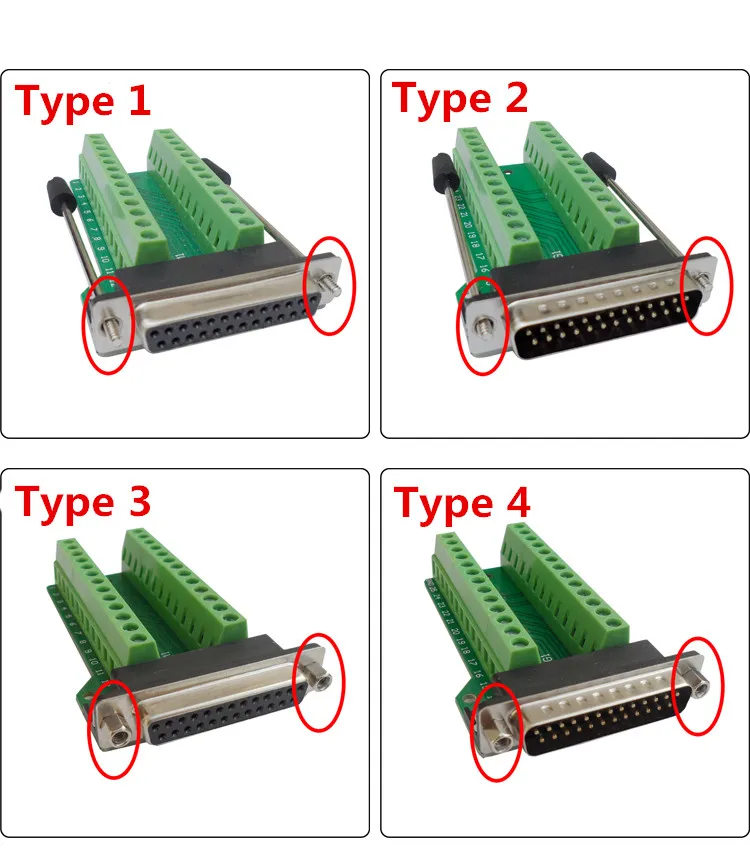 D-SUB DB25 ชาย 25Pin ปลั๊ก Breakout บอร์ด PCB 2 แถวขั้วต่อขั้วต่อ DB25 หญิง 25Pin แจ็ค AQJG