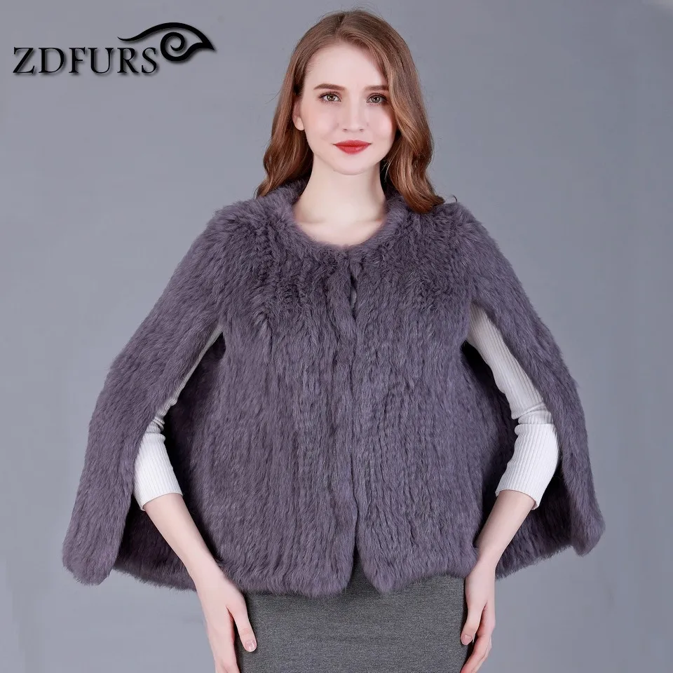 ZDFURS * نمط جديد يدوية محبوك الأرنب الفراء قصيرة الرأس مع فتحات الذراع العمودي الأرنب الفراء سترة معطف الفرو ملابس خارجية