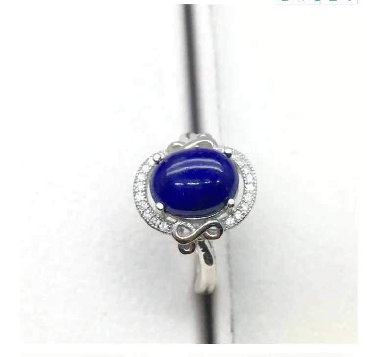 

Natural blue Lapis ring Free shipping Natural real blue topaz 925 sterling silver Fine jewelry 8*10mm