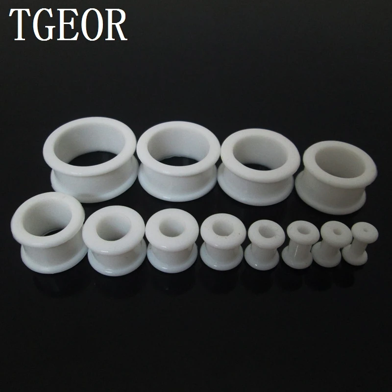 Free Shipping Piercing jewelry 1lot=7pcs Gauges white flexible more stronger silicone hollow round shape black ear tunnels