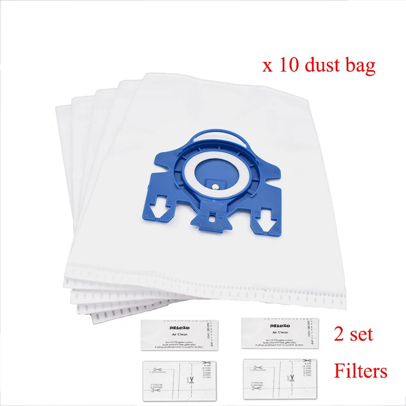 10Pcs Dust Bags 2 sets Filters Replacements for Miele 3D GN COMPLETE C2 C3 S2 S5 S8 S5210 S5211 S8310 Vacuum Cleaner Bag