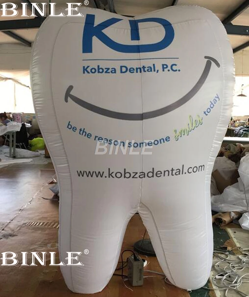 

Free shipping customized 2.4mH in air shaped inflatable tooth balloon with logo for promotion
