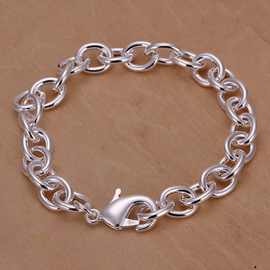 fashion hot sale Chain men women Silver color Jewelry High quality Bracelet factory price free shipping , H089