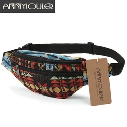 Annmouler Nieuwe Vrouwen Fanny Pack 8 Kleuren Stof Taille Packs Bohemian Stijl Taille Tas 2 Pocket Taille Riem Tas Reizen telefoon Pouch