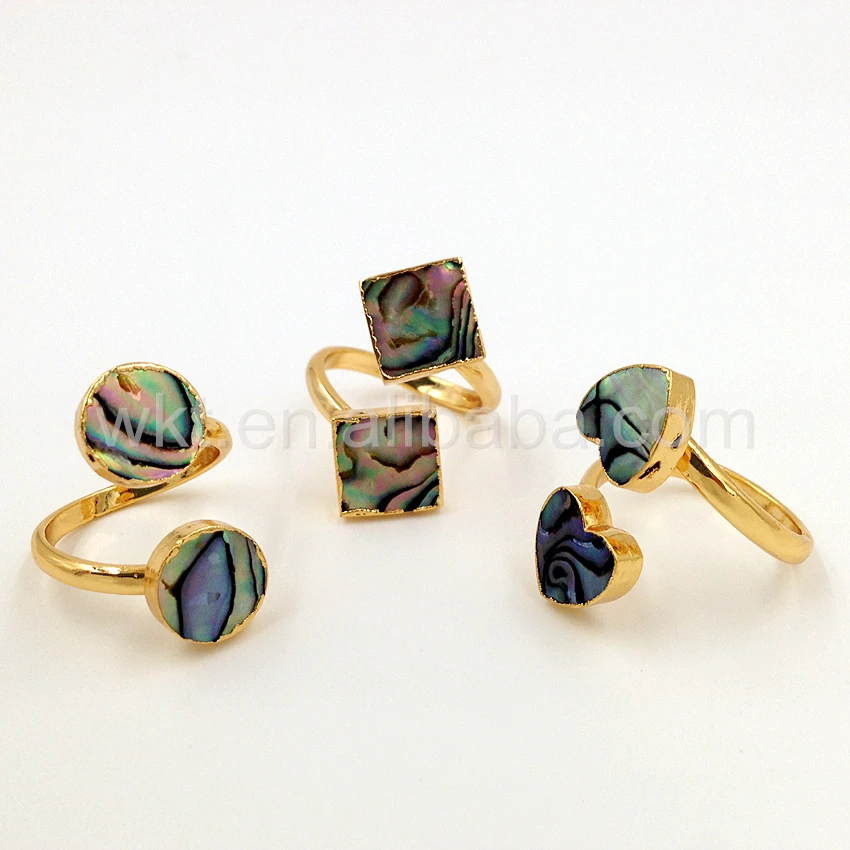 WT-R241 New Charming Natural Abalone Shell Irregular Shape Rings For Women As Anniversary Gifts