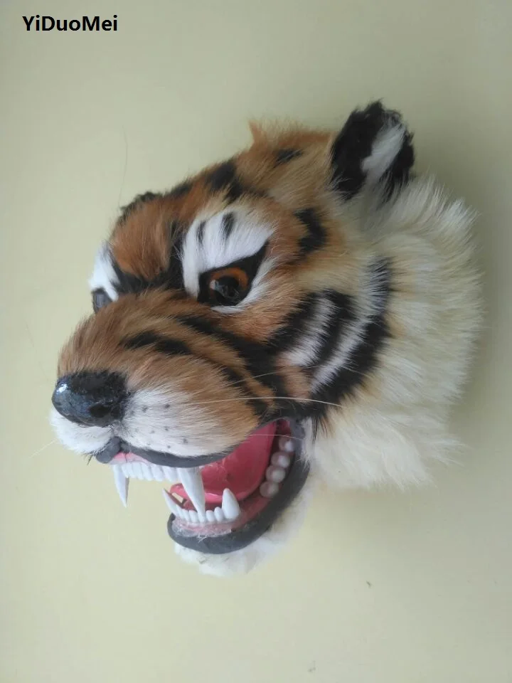 

large 24x20cm artificial tiger head model,plastic&furs wall pandent handicraft ,bar ornament home decoration gift a2358