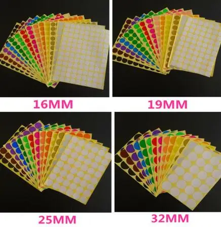 8/10/13/16/19/25/32/50/100/mm DIY Stickers Colorful Writing Round Sticker Labels Dot Blank Self-adhesive Circle Paper Tag