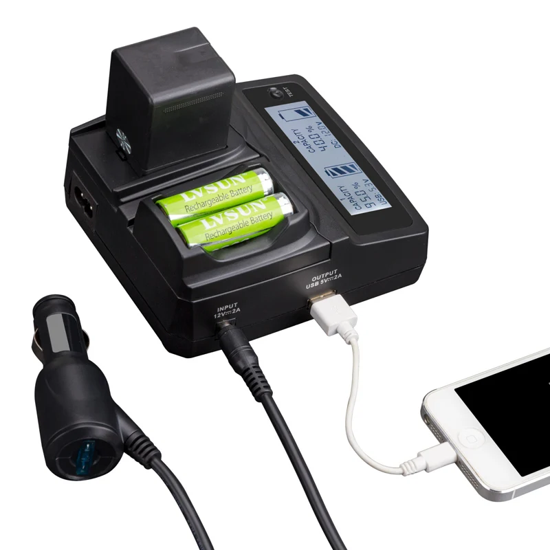 LVSUN Universal Phone+AA+Camera Car/AC BLN-1 BLN1 BLN 1 Charger For Canon Olympus BCN1 BCN-1 OM-D PEN E-P5 EP5 E-M1 EM1 E-M5 EM5