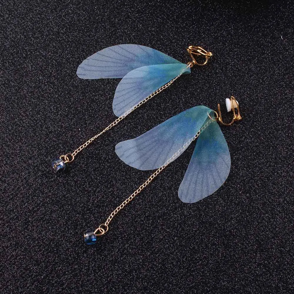 JIOFREE-pendientes de mariposa con Clip para mujer, aretes elegantes sin Piercing para fiesta y boda, envío directo