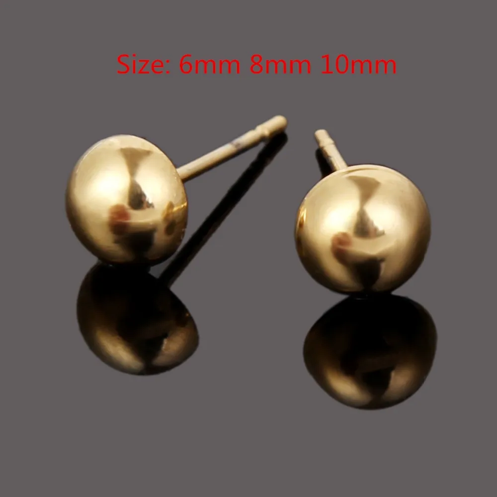Half Ball Earrings Amazing Smooth Yellow Two Tome Gold Color Women Half Ball Stud Earrings