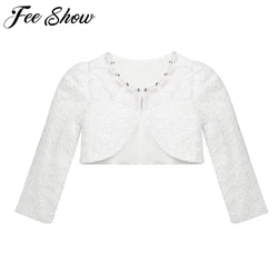 Kids girls Lace Cardigan Girls Bolero Cardigan Long Sleeve Lace Bolero Jacket For Wedding Dress Bolero Party White Clothing