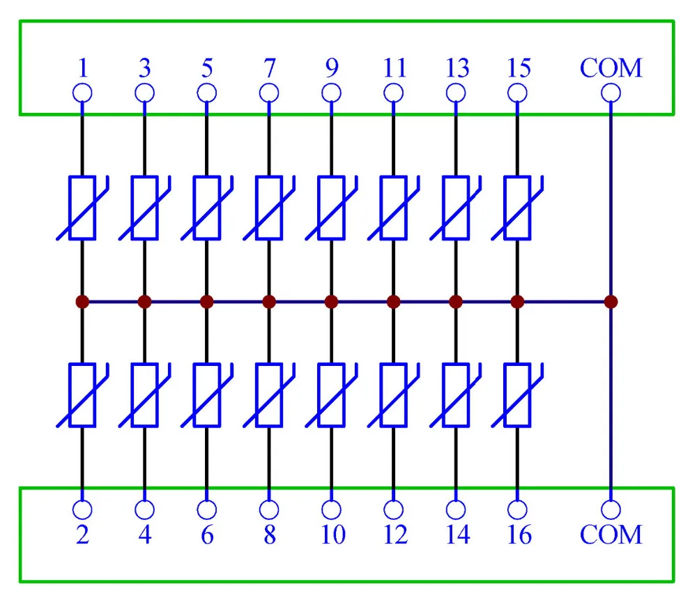 16 Channels Common DIN Rail 30V SIOV Varistor Surge Protection SPD Module.