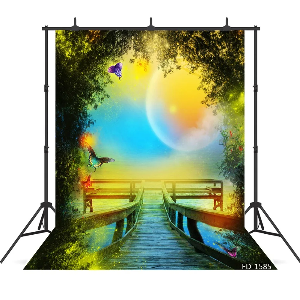 Ponte de madeira fotografia fundo para cabine de fotos criança crianças chuveiro do bebê vinil pano impresso backdrops photo studio