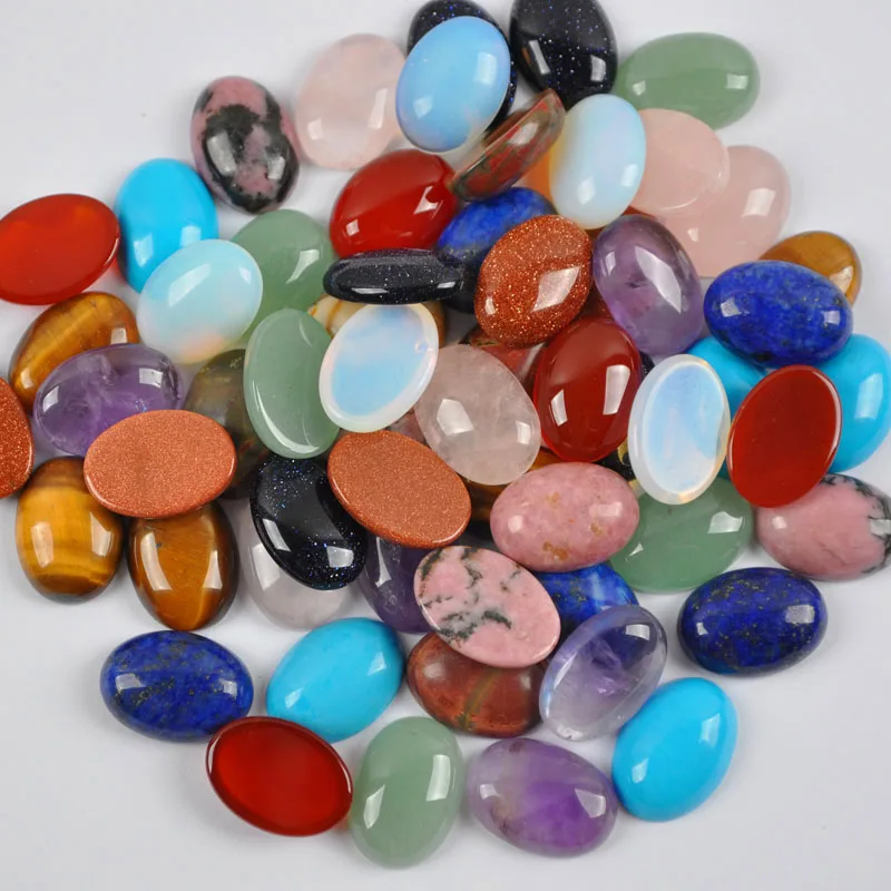 

25x18MM Natural Mixed Stone GEM Bead Oval CAB Cabochon Jewelry (10 pcs/lot)