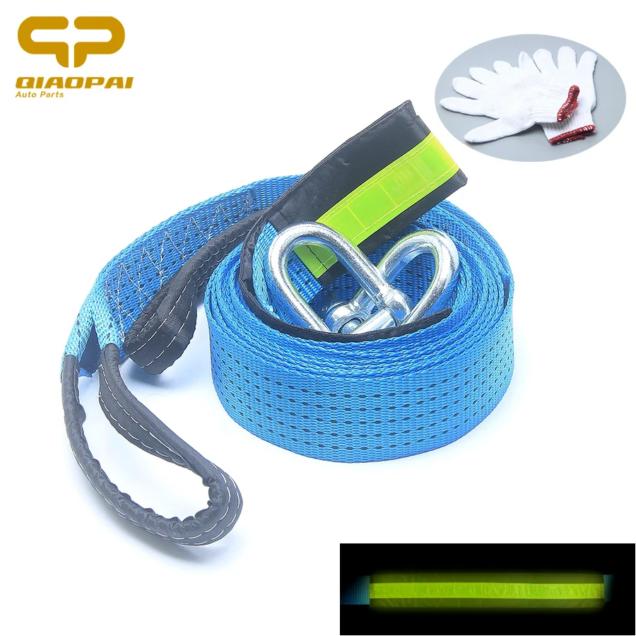 

Universal 5M 8 Ton Car Synthetic Strength Nylon Luminous Tow Rope Vehicle Pulling Strap Rope Hooks Traction Winch For Boat SUV