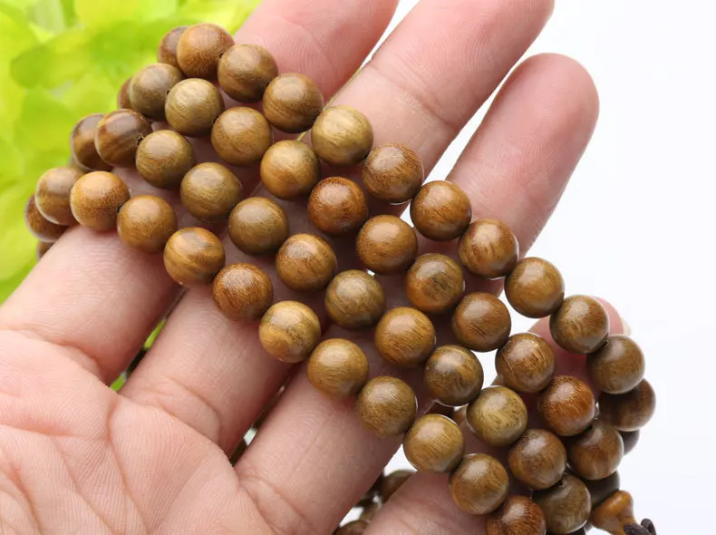 Natural Green Sandalwood Beads 0.8 0.6cm 108 Buddha Bracelets For Women Men Long Bangle Religion Buddha Gift Zen Jewelry