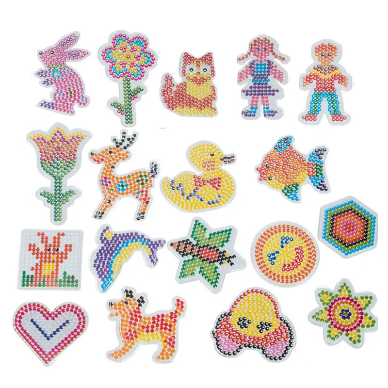 

18pcs/set 5mm Hama Beads Template With Colore Paper Plastic Stencil Jigsaw Perler Beads Diy Transparent Shape Puzzle Pegboard