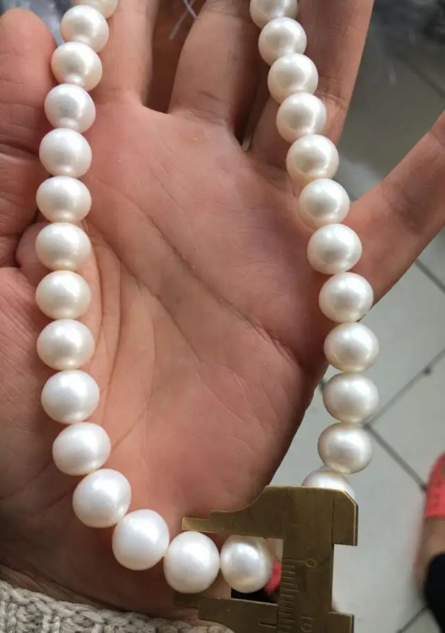 promotion sale AAA 11-12mm sea white pearl necklace 925silver