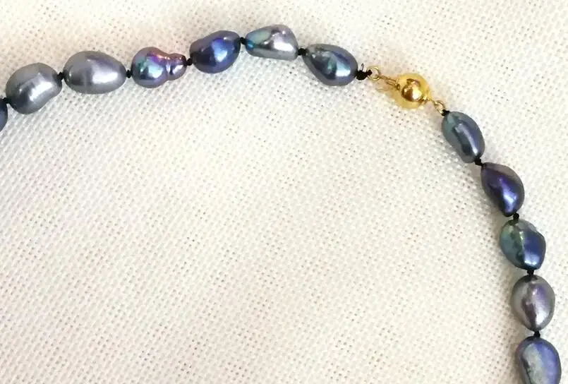 10x11mm black blue gray brown purple baroque pearl Bracelet Natural Freshwater Pearl Handmade Jewelry gold clasp