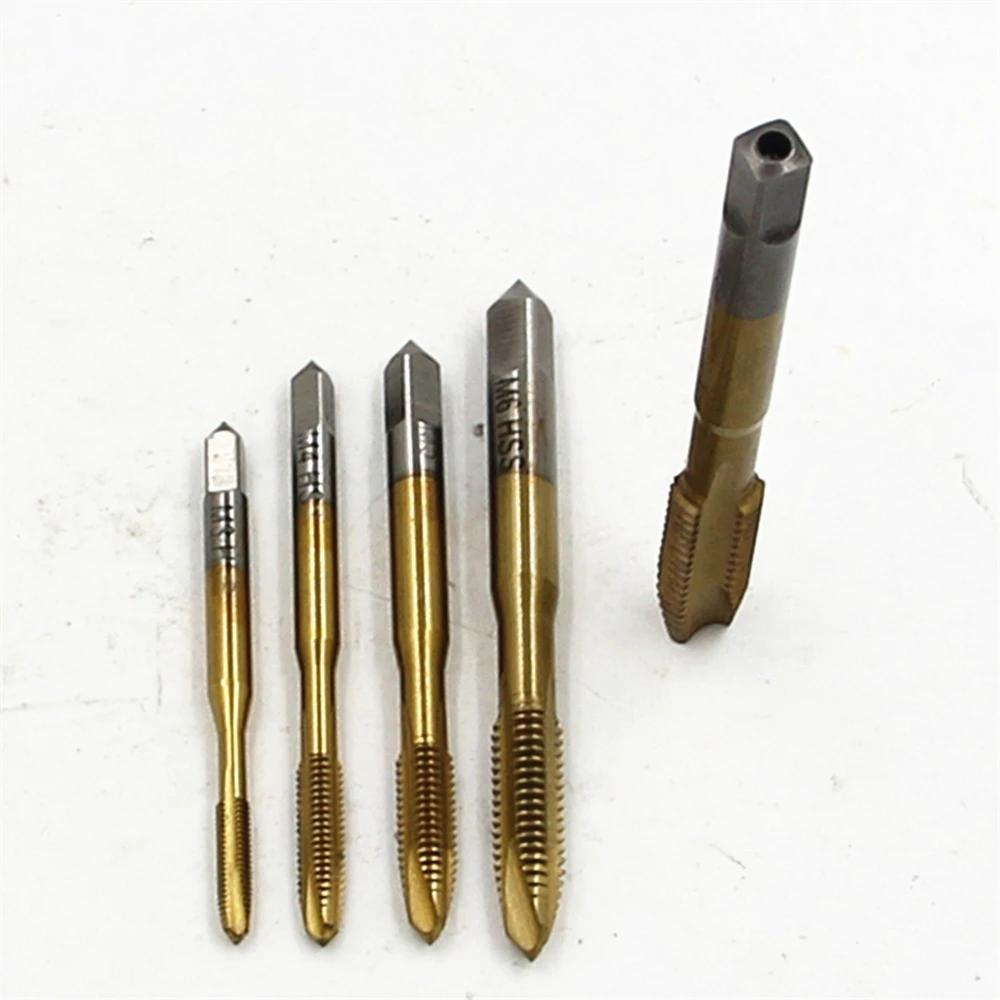 5PCS/Set HSS 6542 M2 Hand Tap M3 M4M5 M6 M8 Spiral Point Tap Straight Flute Metric Hand Machine Right Hand Thread Drills