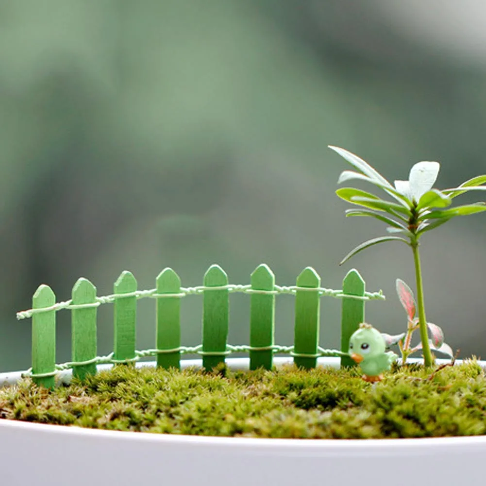 1Pcs Miniature Mini Wood Fence DIY Fairy Garden Micro Dollhouse Plant Pot Decor Bonsai Terrarium Ornament DIY Miniature Garden
