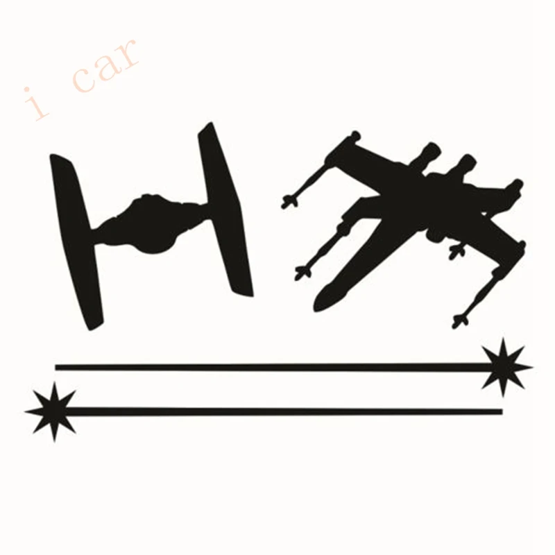 Science Fiction Theme Car Lattop Stickers - X-Wing vs Tie Fighter Fight Decal Sticker - Choose Color & Size