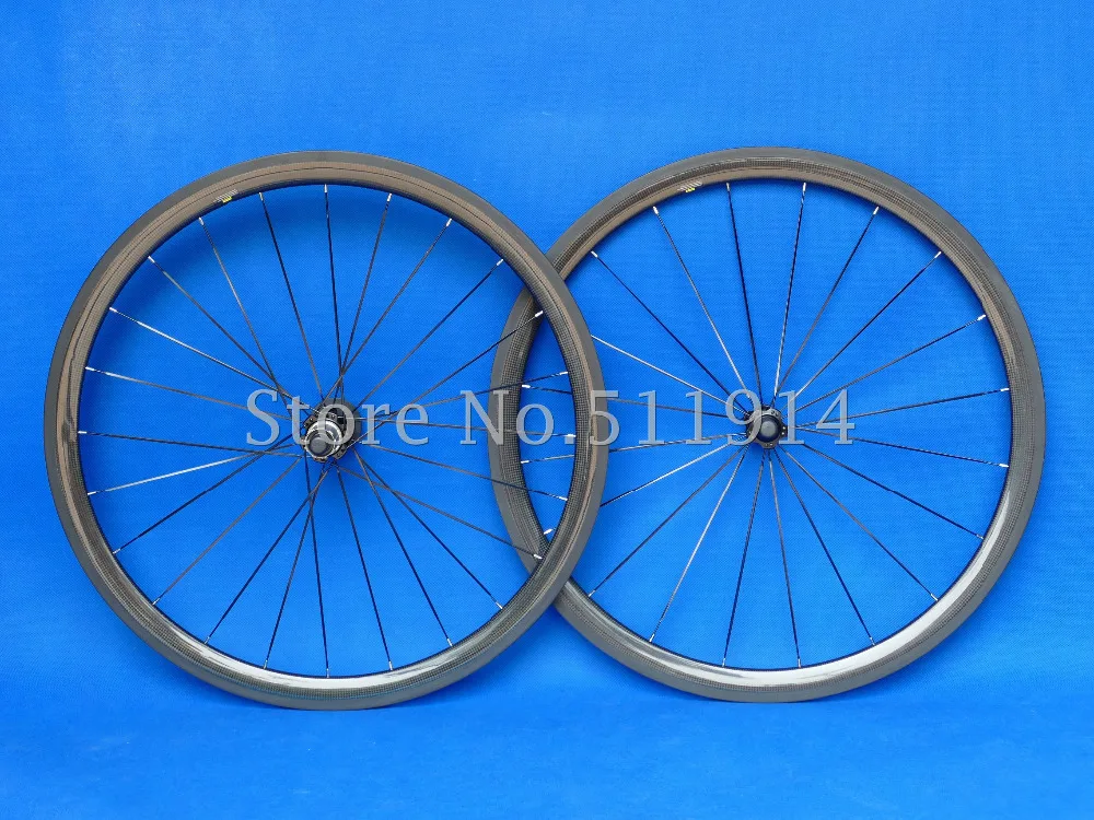 Toray  Carbon Fiber Clincher Wheelset 38mm  Road Bike Bicycle Wheel Clincher Rims 20.5/23/25mm Width