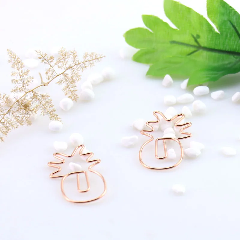 TUTU 3PCS/LOT rose gold big size pineapple Paper Clips Metal Clip Bookmarks Storage Office Accessories Cute Paper clips H0108