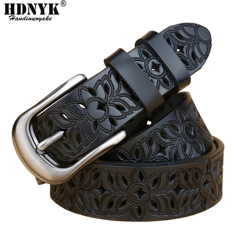 New  Fashion Women Belt Hot Ladies Real Cow Leather Hollow Out Belt Straps Girls Fashion Accessories All-match Waistband