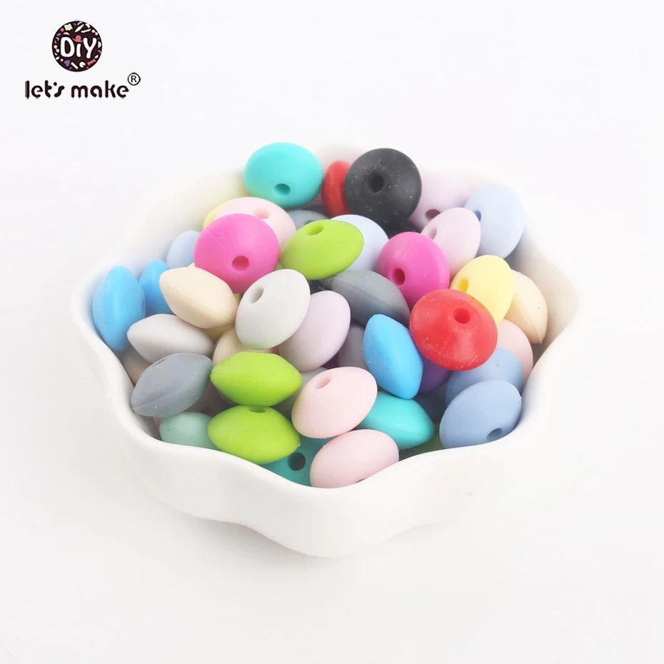 

Let's Make 100pc 12mm Silicone Saucer Loose Bead Abacus BeadChew Bracelet Diy Silicone Necklace Silicone Teething Lentil Beads