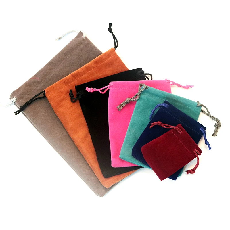 

50pcs Velvet Pouches Drawstring Soft Mixed Color Jewelry Beads Packing Bags 5x7cm 7x9cm 9x12cm Can Customized Logo Gift Bags