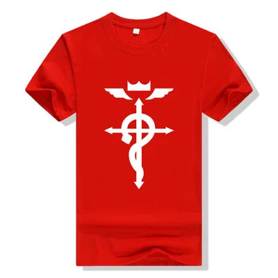 Edward Elric Cosplay T-shir Anime Alchemist Men t shirt Short-sleeve Cotton Tees Tops