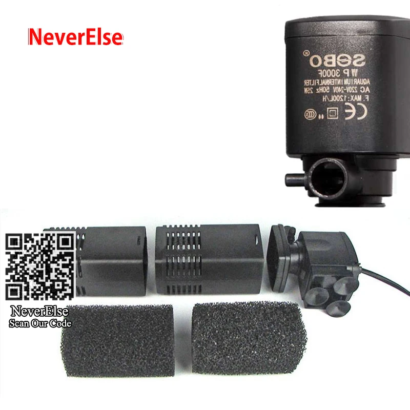 Aquarium Filter 4/6/15/20/25W Submersible Pump with Inner Sponge Filter Water Air Inlet Hose Increase Air Oxygen for Fish Tank