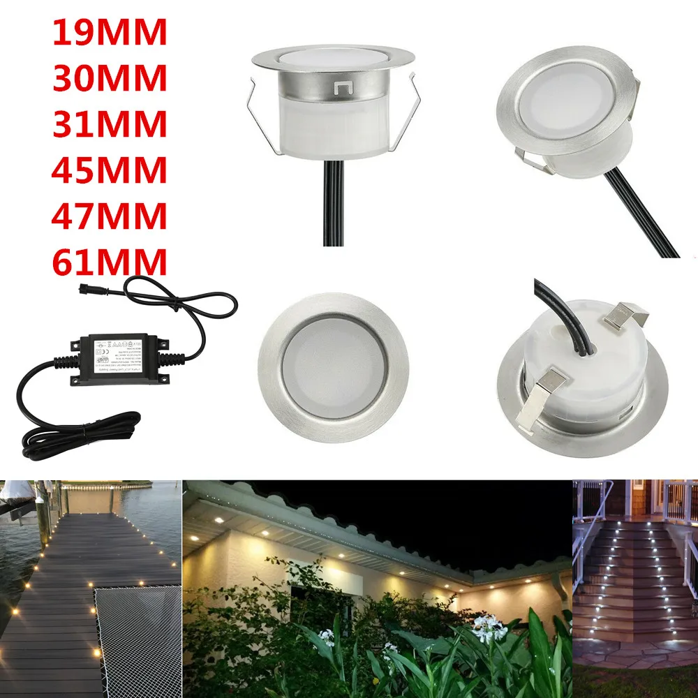 

20 Pieces 19/30/31/45/47/61mm Warm White Cool White Garden Yard Terrace Kitchen Stair Step LED Deck Rail Soffit Lights 12V IP67