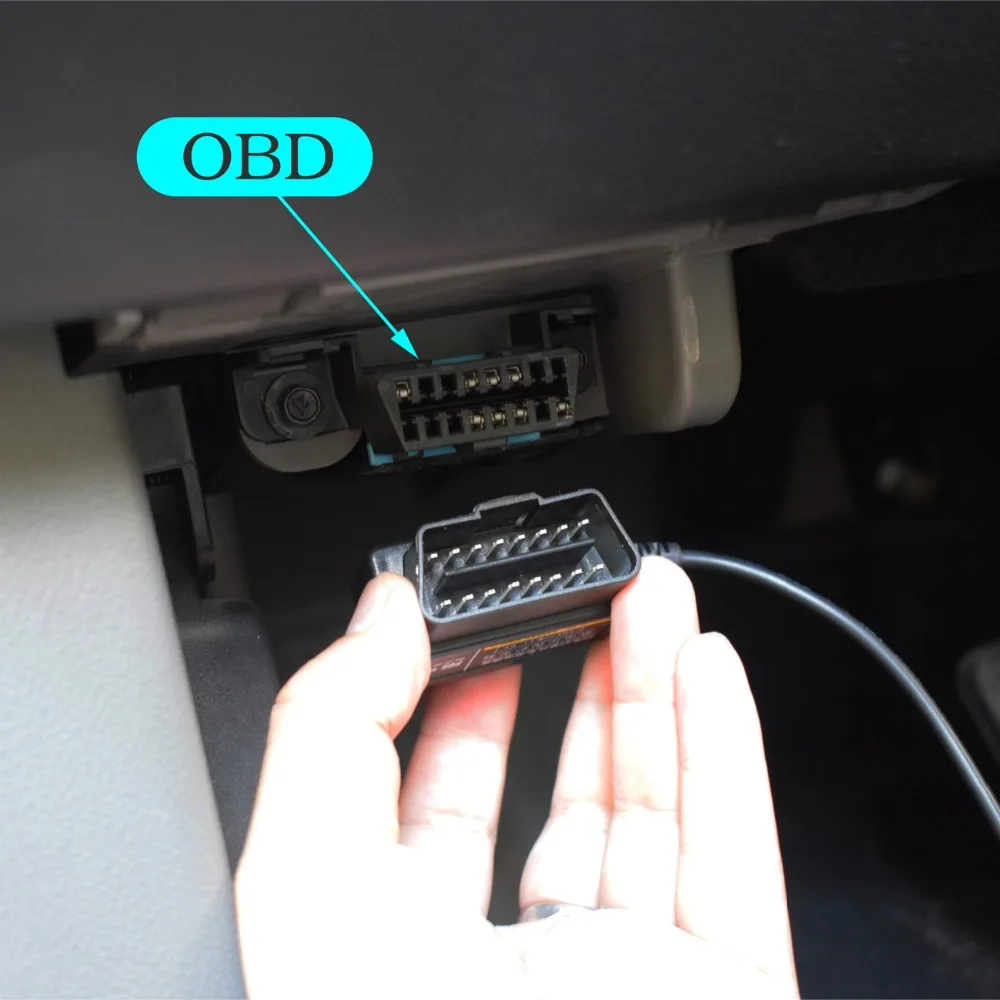 XCGaoon Car Charger OBD 16 Pin DC Converter Module 12V To 5V 2A with mini USB Cable (Curved) Low Voltage Protection, Cable 3.5m