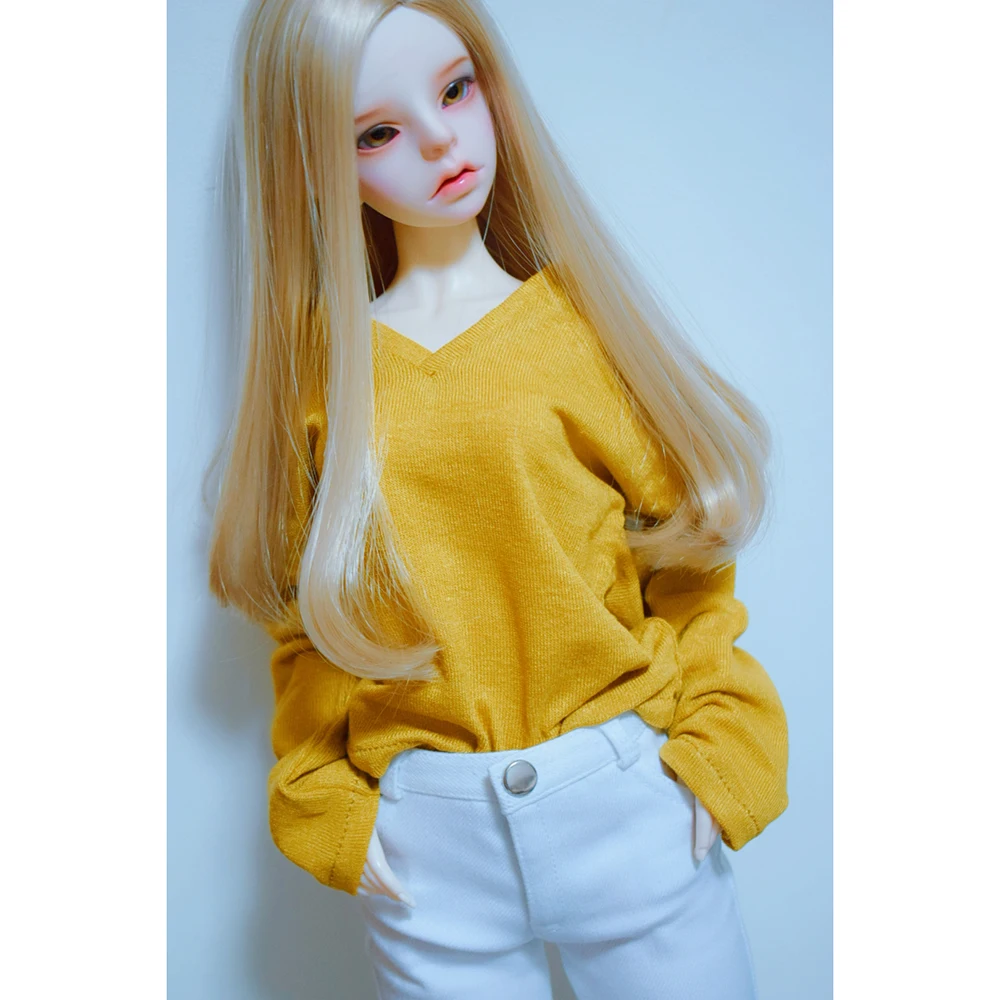 

BJD DOLL Yellow Sweater Outfits Clothing Top For 1/4 17" 1/3 24" Tall MSD SD SD17 DK DZ AOD DD Wear