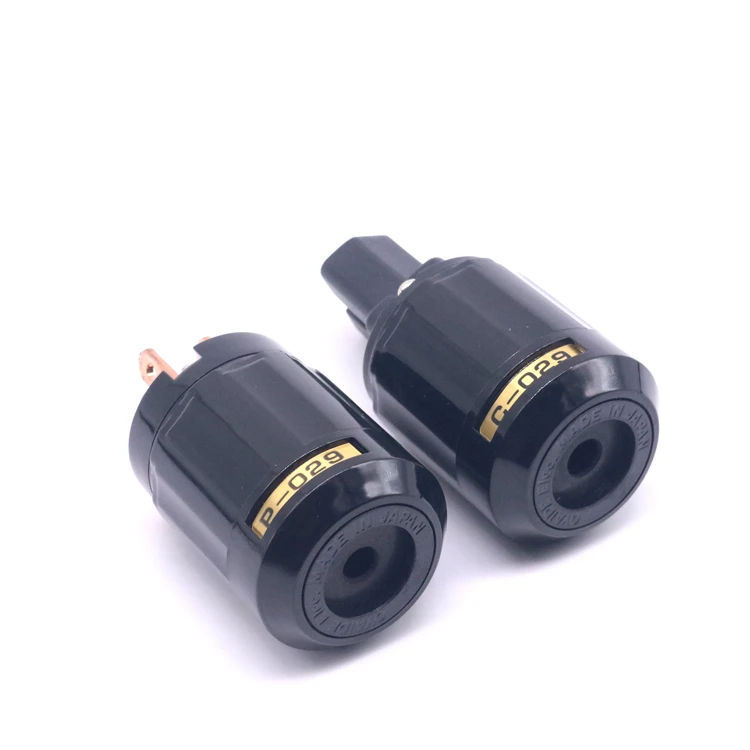 Pair Hi-End Pure Copper P-029& C-029 US power plug IIEC connector Hifi audio Amplifie AC power cord cable plug socket connector