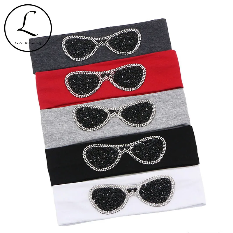 GZhilovingL Baby Boys Girls Rhinestone Headbands Glasses 2018 Fashion Solid Cotton Childs Kids Hair Accessories Elastic Hairband