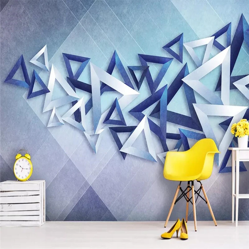 

Decorative wallpaper 3D triangle modern simple abstract style background wall painting