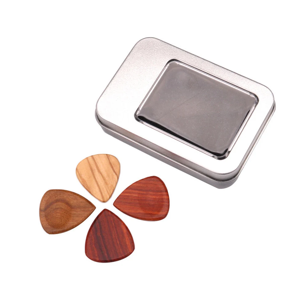 1 Set Wooden Plectrums Picks with Storage Case Accessories for Guitar Bass Banjo FK88