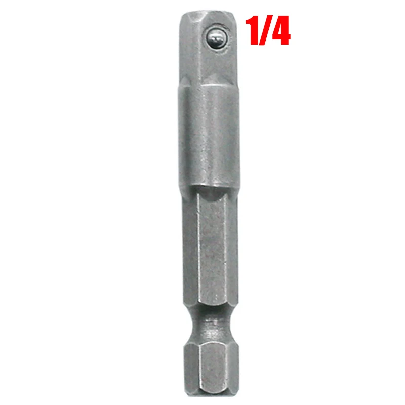 Chroomvanadiumstaal Socket Adapter Hex Shank naar 1/4 "3/8" 1/2 "Verlenging Boren Driver Elektrische boorkoppen