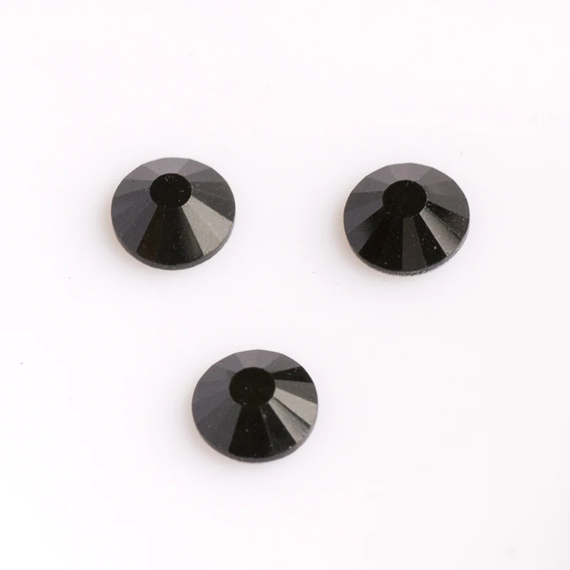 YANRUO 2028NoHF All Sizes Jet Non Hotfix Flatback Glass Stones Crystal Glue On Black Rhinestones Strass For Nail Art