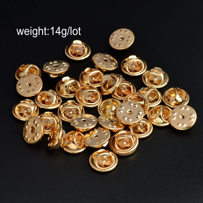 30pcs/set 9 color Metal Rubber Pin back Tray Base Back Brooch Badges Accessories Claspa for DIY Jewelry Making