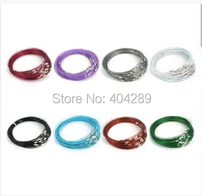 

Wholesale 1mm Wire Cable Steel Thread Beading Cord Rope Chain Choker Necklace DIY Findings 18" Mixed Color