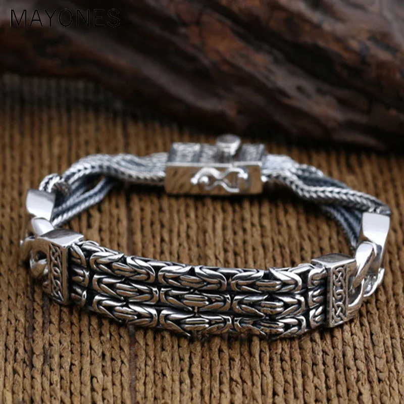 925 Sterling Silver Bracelets for Men Women Vintage S925 Solid Thai Silver Chain Bracelets Fashion Jewelry Birthday Best Gifts