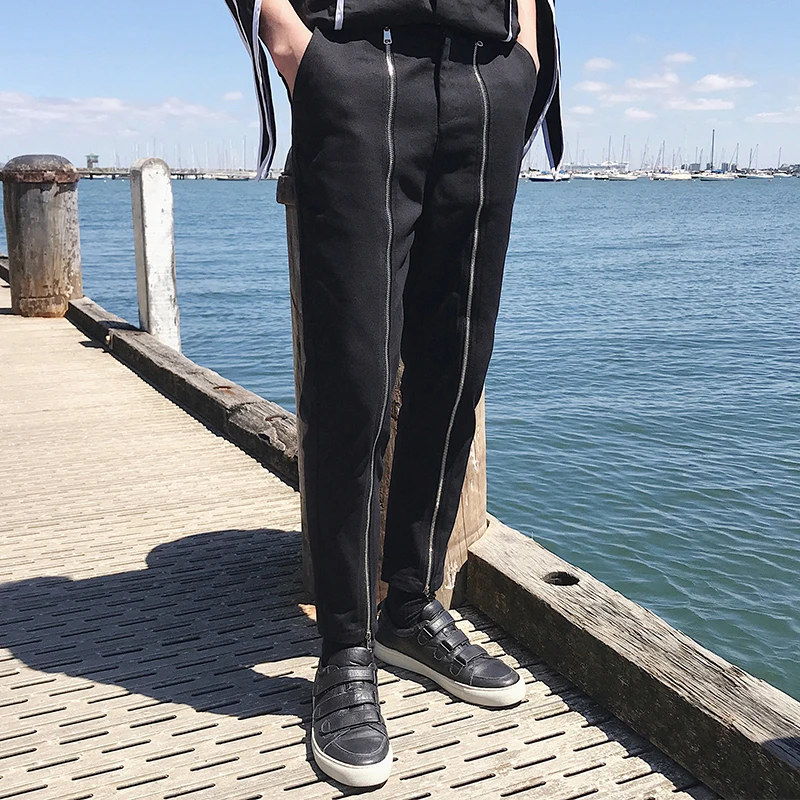 New Korean double zipper pants for Spring 2022 High quality catwalk men's pants