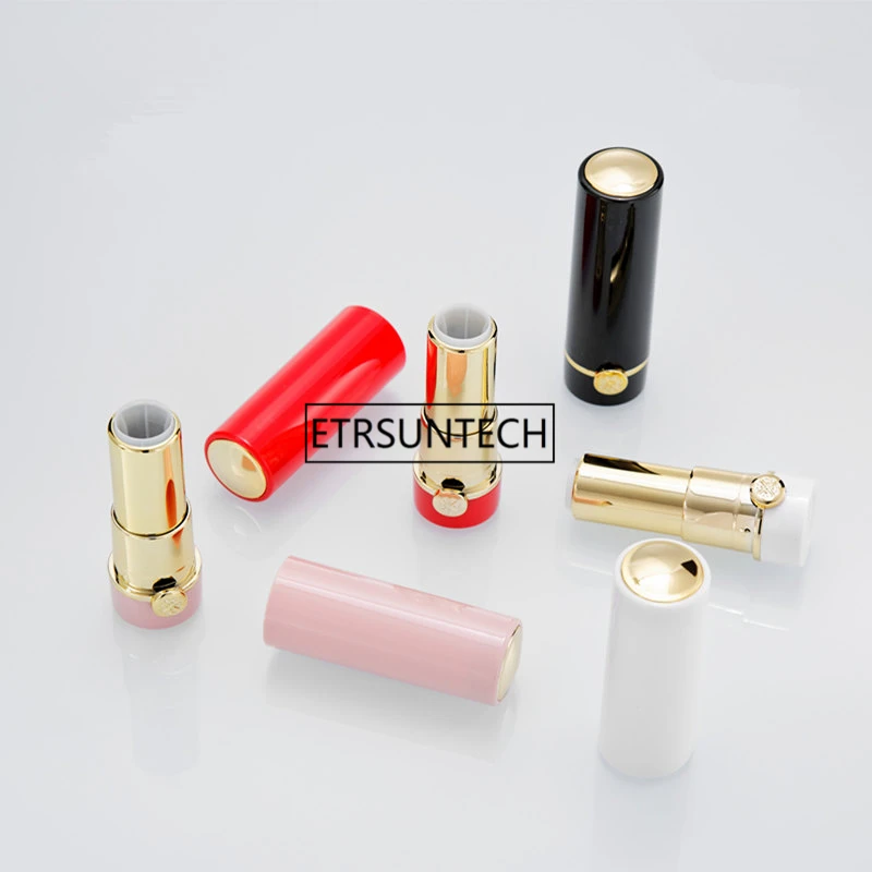 12.1mm Plastic Pink/Black/White Elegant Empty Lipstick Tube, Round Beauty Makeup Lip Rouge Container F1897