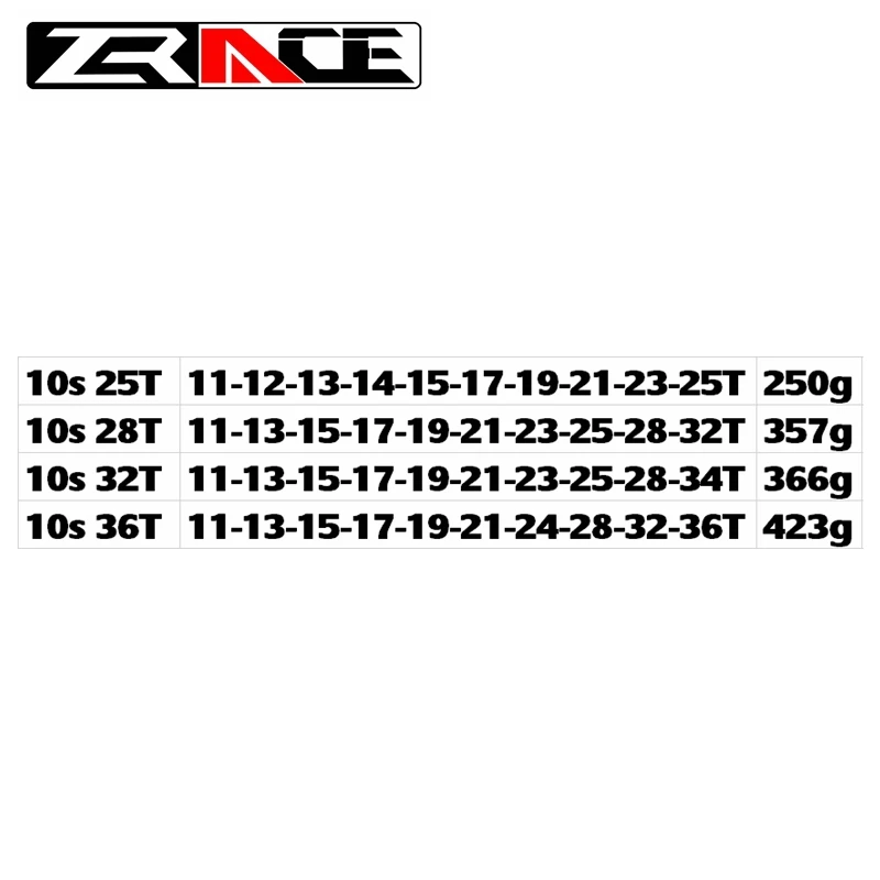 ZRACE Bicycle Cassette 10 Speed Road / MTB Bike Freewheel 11-25T / 28T / 32T / 34T / 36T, Compatible with Tiagra ZEE SAINT