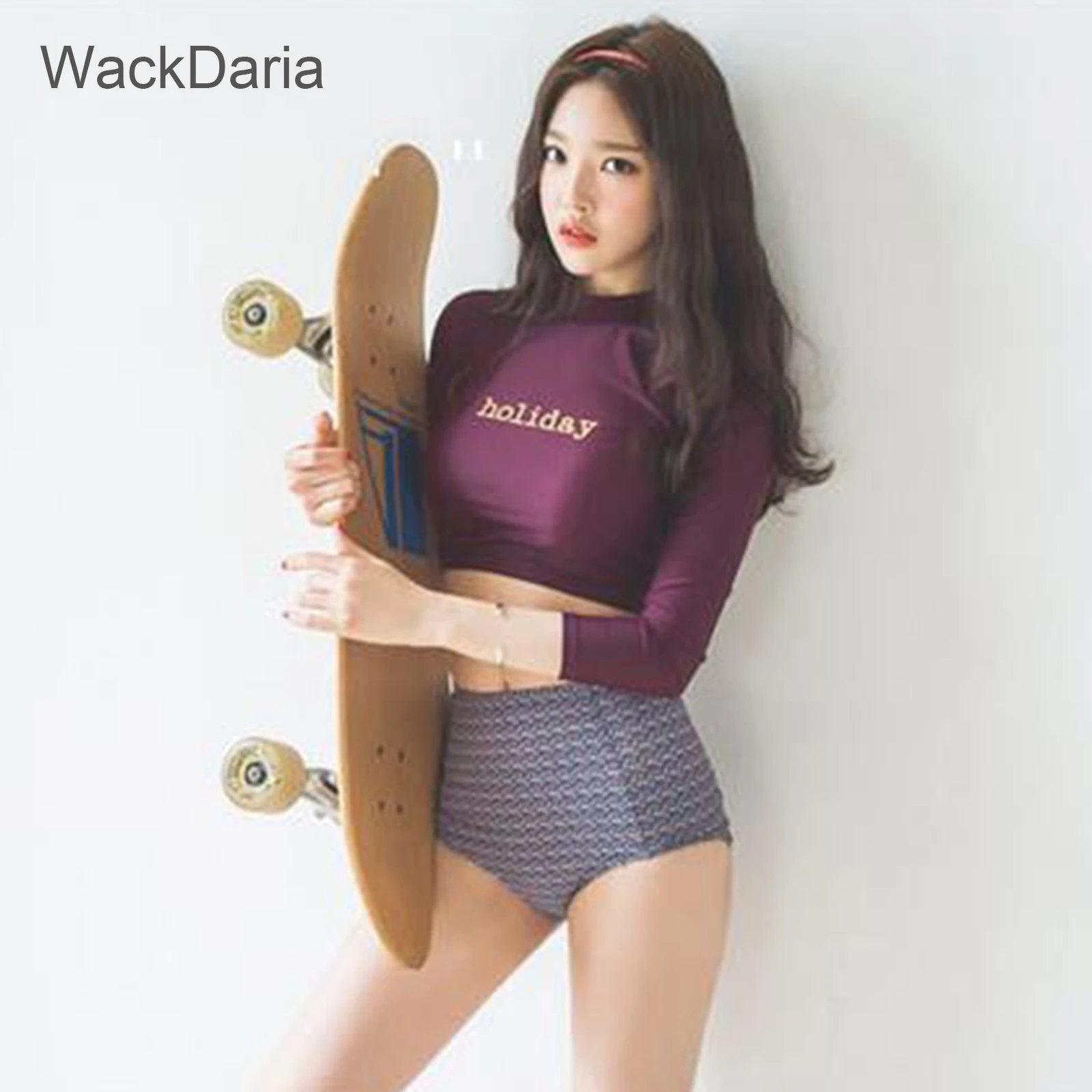 

WackDaria Новое поступление, женский купальник с надписью Surf Rashguard, новый сексуальный и мягкий костюм для серфинга с длинным рукавом и высоким качеством